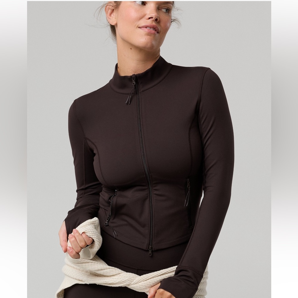 NWT OFFLINE By Aerie The Hugger Full Zip Jacket in Deep Earth Brown